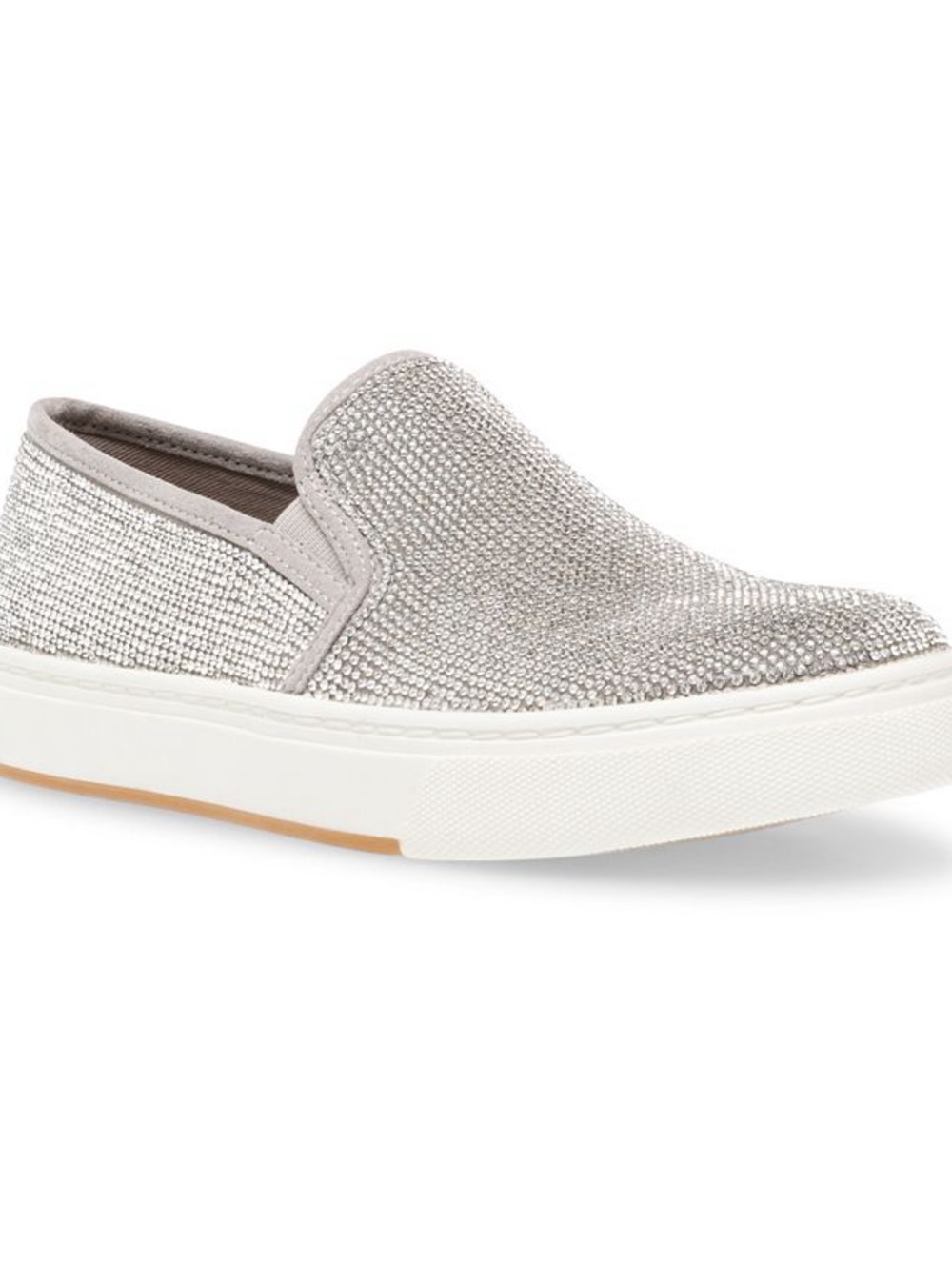 Steve Madden Silver Rhinestone Slip-On Sneakers